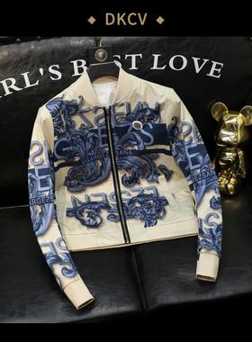 塵【BHAK&HK男士尖货】花纹夹克男士青年设计感修身高端欧洲站休