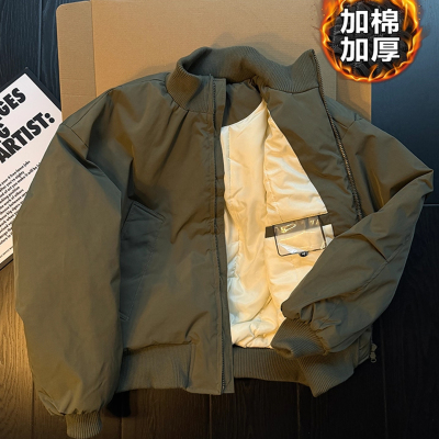 军绿色飞行员夹克羽绒服男款冬季