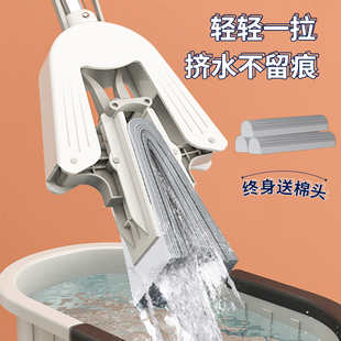 免手洗墩布家用吸水胶棉拖布对折式 瓷砖拖把无水痕海绵头2022新款
