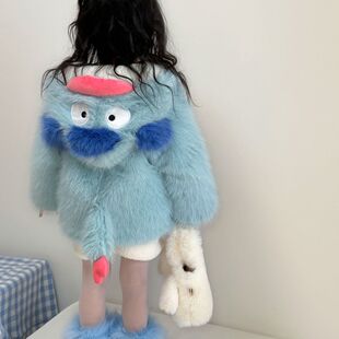 儿童外套冬季加绒加棉加厚2025新款男童女童宝宝长毛可爱厚毛毛衣