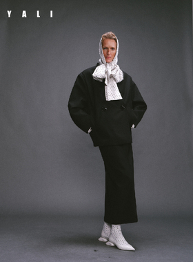 MAYALI黑白色单鞋鼠标跟尖头皮鞋中粗跟设计实穿皮鞋秋冬