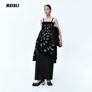 宽松休闲两穿卫衣 秋冬数字印花吊带变形抹胸设计师款 22AW MAYALI