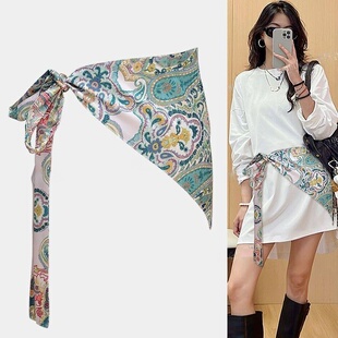腰封束腰叠穿女宽腰带配工装牛仔裤三角巾屁帘丝巾街舞裙帘民族风