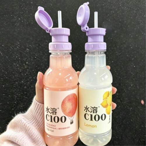 矿泉水吸管瓶盖紫色饮料三合一转换头大口径新款外出便携防呛通用
