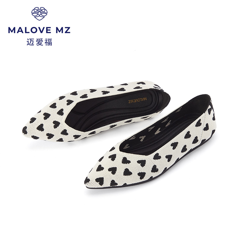 MALOVE MZ王妃鞋2025新款爱心舒适平底鞋浅口尖头单鞋女