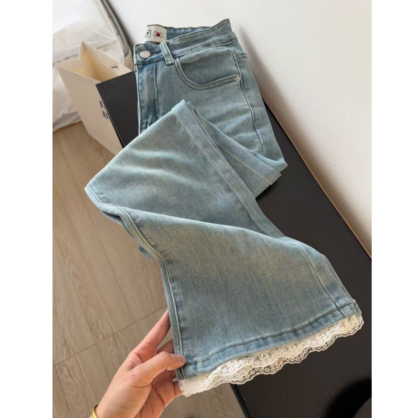 微喇牛仔裤女春夏新款高腰九分