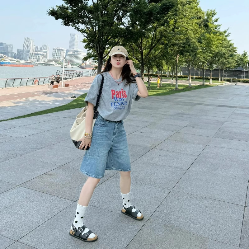 复古辣妹低腰牛仔七分短裤女