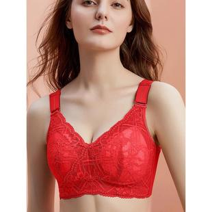 古今文胸本命年缩胸防下垂内衣女士无钢圈大胸显小薄款大码全罩杯