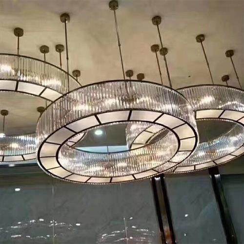 C形水晶条圆环吊灯酒店大堂灯KTV会所宴会厅灯非标工程灯,家装灯饰光源,客厅吊灯,淘宝优惠券,粉丝福利购,淘宝优惠卷