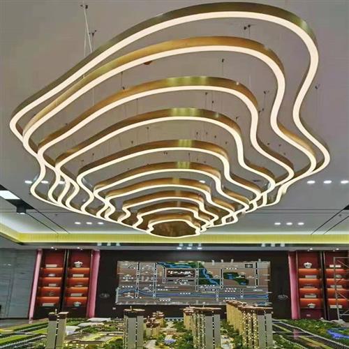 非标工程大型异形创意售楼部沙盘酒店大堂宴会厅多层梯田山脉吊灯