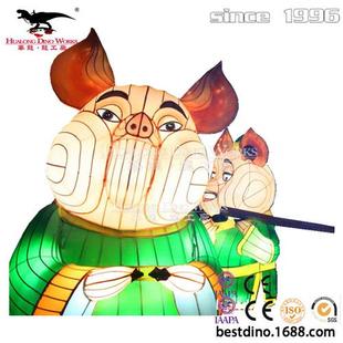 厂家定制大型卡通熊猫系列小猪兔子彩灯组合模型春节引流摆件