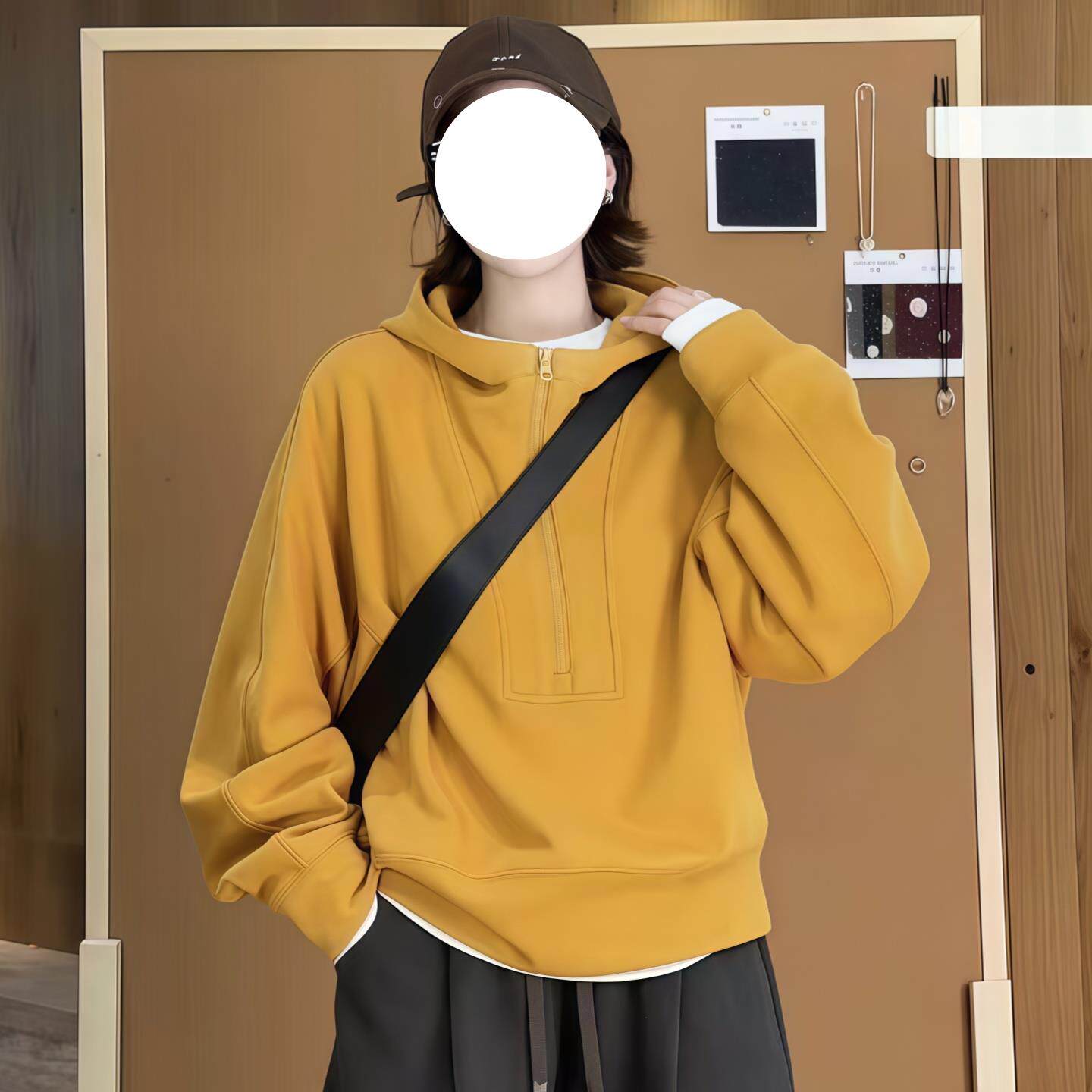 JOYIASS连帽半拉链长袖卫衣女2025新款秋季爆款宽松短款套头帽衫