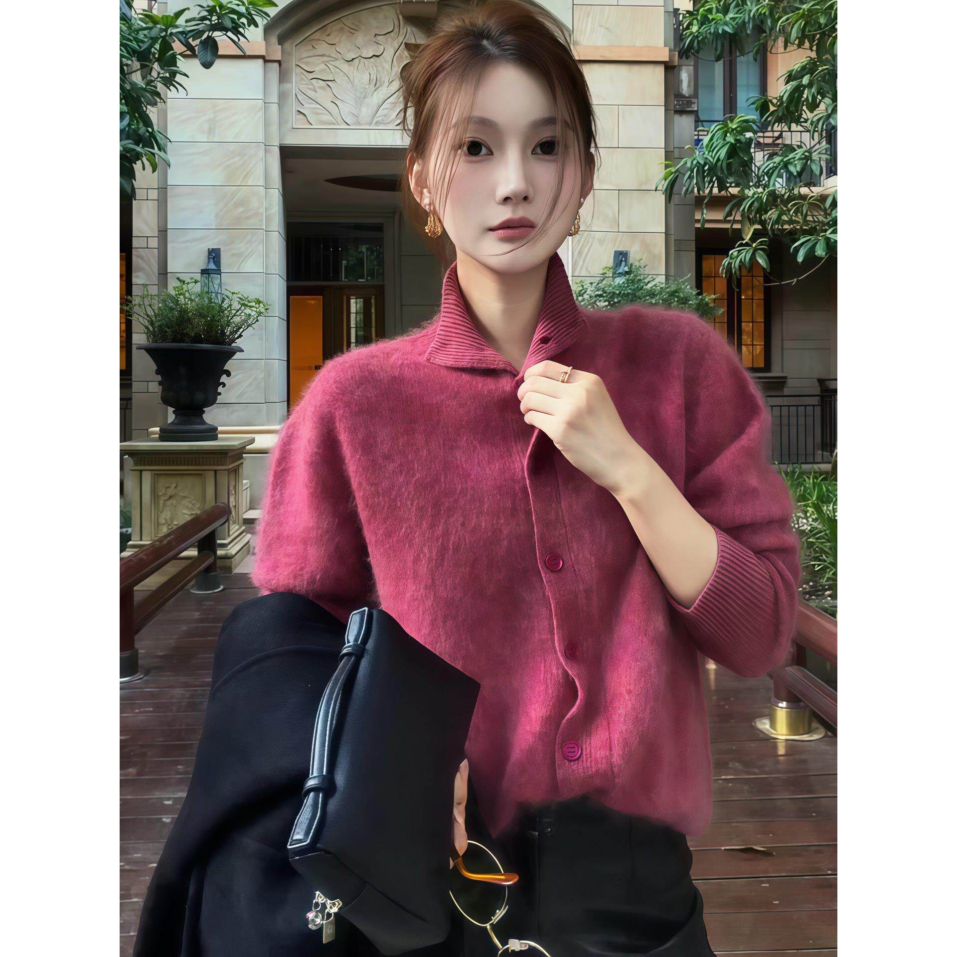 JOYIASS高领毛茸茸显白针织衫女2025新款秋冬软糯百搭长袖毛衣单