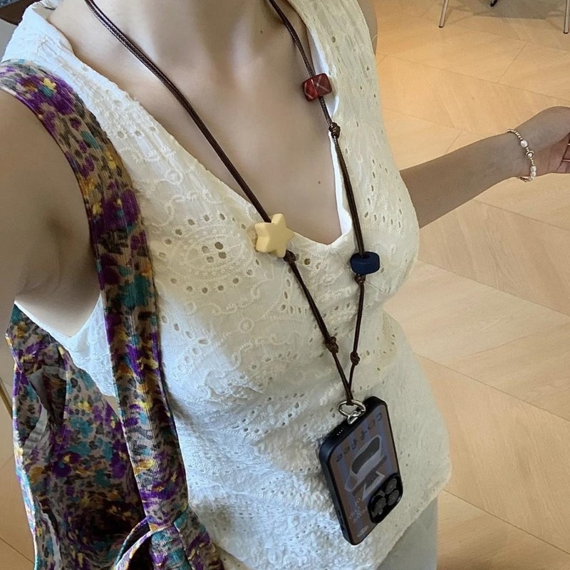 手作串珠星星手机挂绳女斜挎可背手机手链挂脖绳精致高级感手腕款