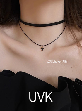 黑色项圈女颈带choker项链轻奢小众锁骨链女高级感脖颈链脖子配饰