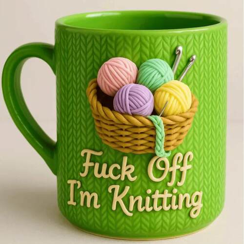 新款Fuck Off I'm Knitting Mug织毛衣款式马克杯