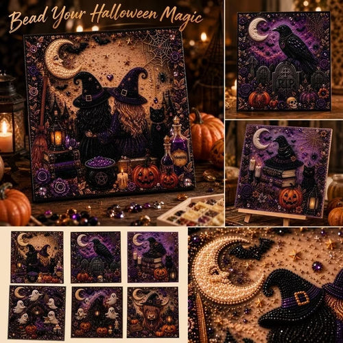 新品创意Halloween 3D Pearl Mosaic Kit鬼怪DIY钻石画装饰套装
