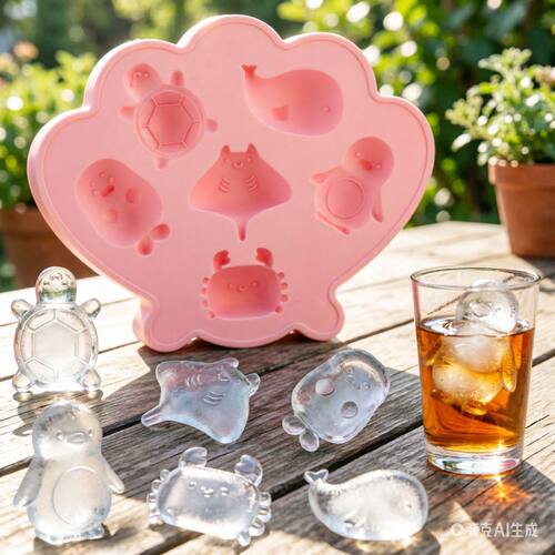 式可爱新款Cube Tray Shell Silicone Ice海洋造型冰块模