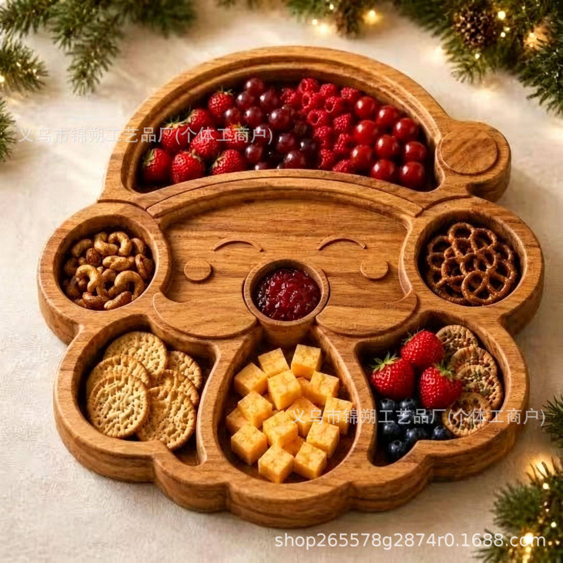 新品 Christmas Divided Tray 圣诞节分隔托盘木质工艺品摆件