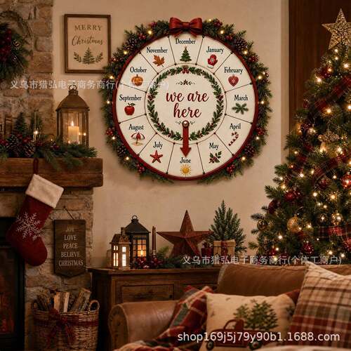 Christmas Countdown Wooden Month Wheel圣诞倒计时木质月份转盘
