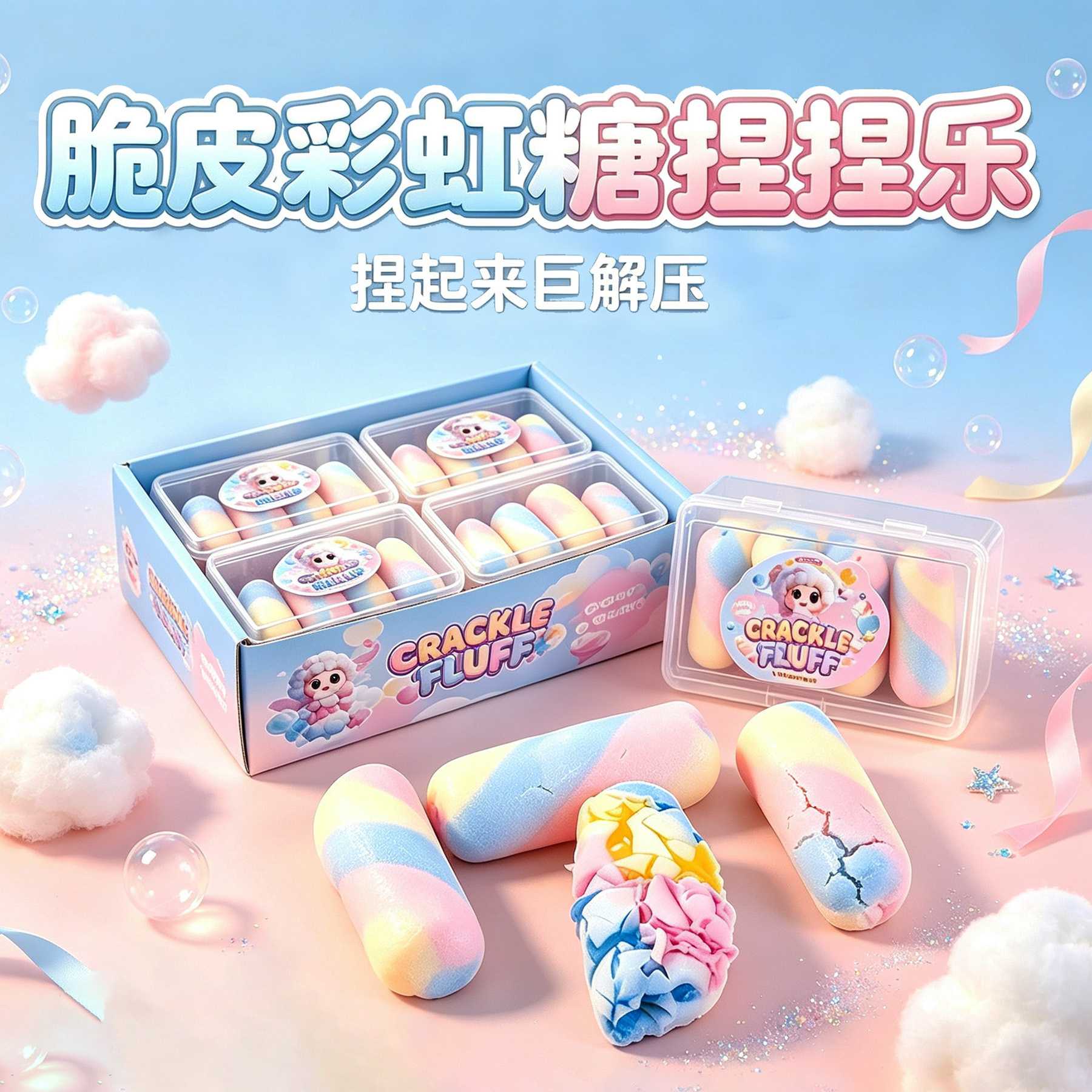 脆皮捏捏乐彩虹糖脆皮嘎嘣脆马卡龙仿真巧克力解压发泄捏玩具