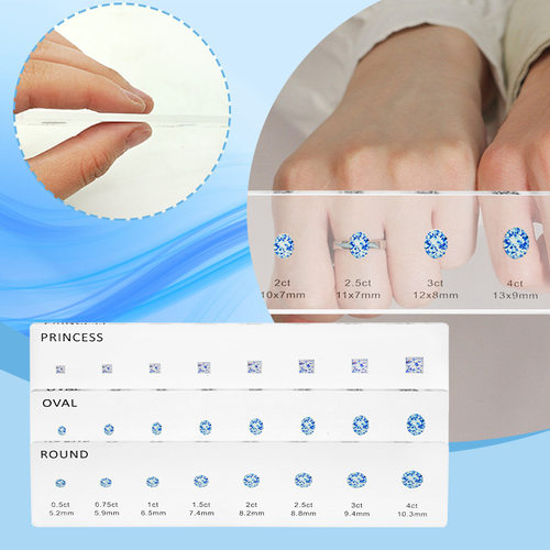 Jewelry Size Guide 钻石尺寸形状指南订婚戒指克拉比较工具