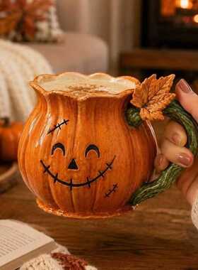 新款Jack O Lantern Pumpkin Mug南瓜马克杯万圣节树脂装饰品