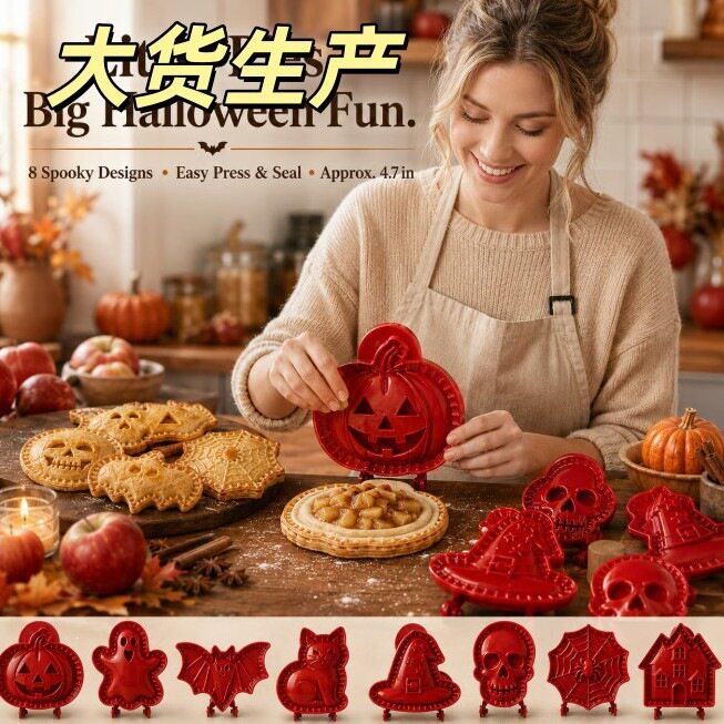 新品 Halloween Mini Hand Pie Mold Set 万圣节手派模具