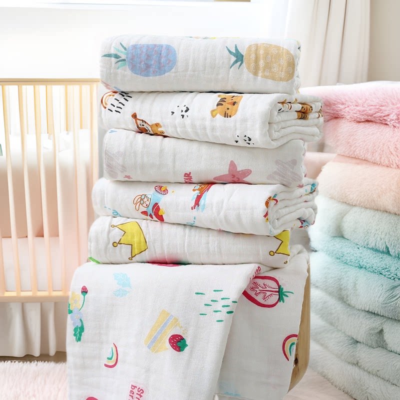 婴儿浴巾四层纱布140g宝宝用品新生儿童盖毯初生包被一件