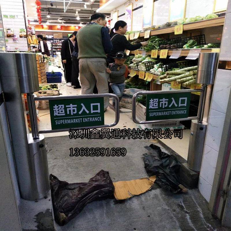 珠宝店入口雷达感应圆柱摆闸单向道闸出口感应门商场导向门禁机