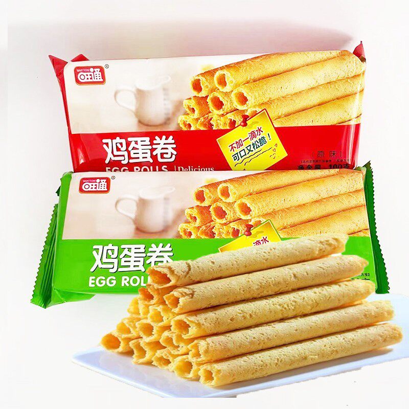 新日期旺通鸡蛋卷100g*3包原味香葱味蛋卷饼干休闲下午茶点心馋嘴