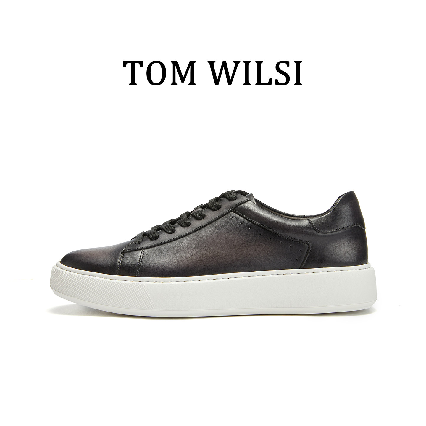 TOM WILSI设计师休闲鞋男款2026新款真皮透气商务高级感厚底板鞋