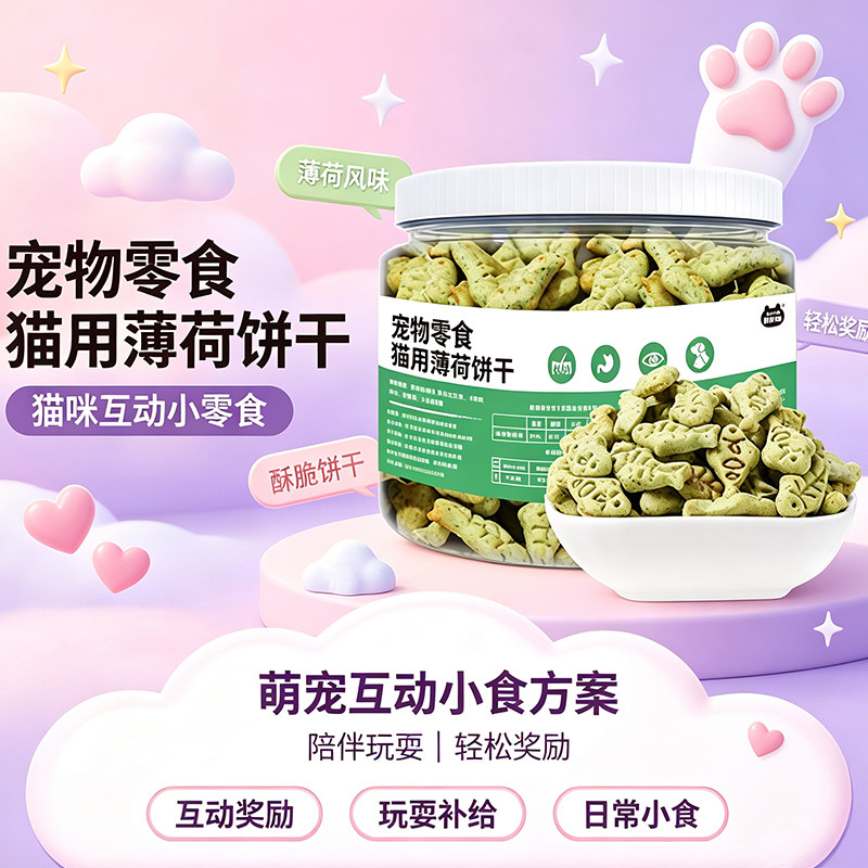 猫咪通用宠物零食薄荷咀嚼饼干