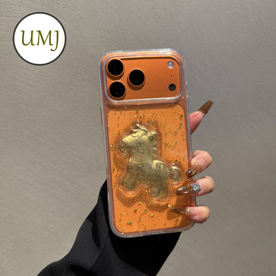 【透明金箔滴胶】适用苹果手机壳