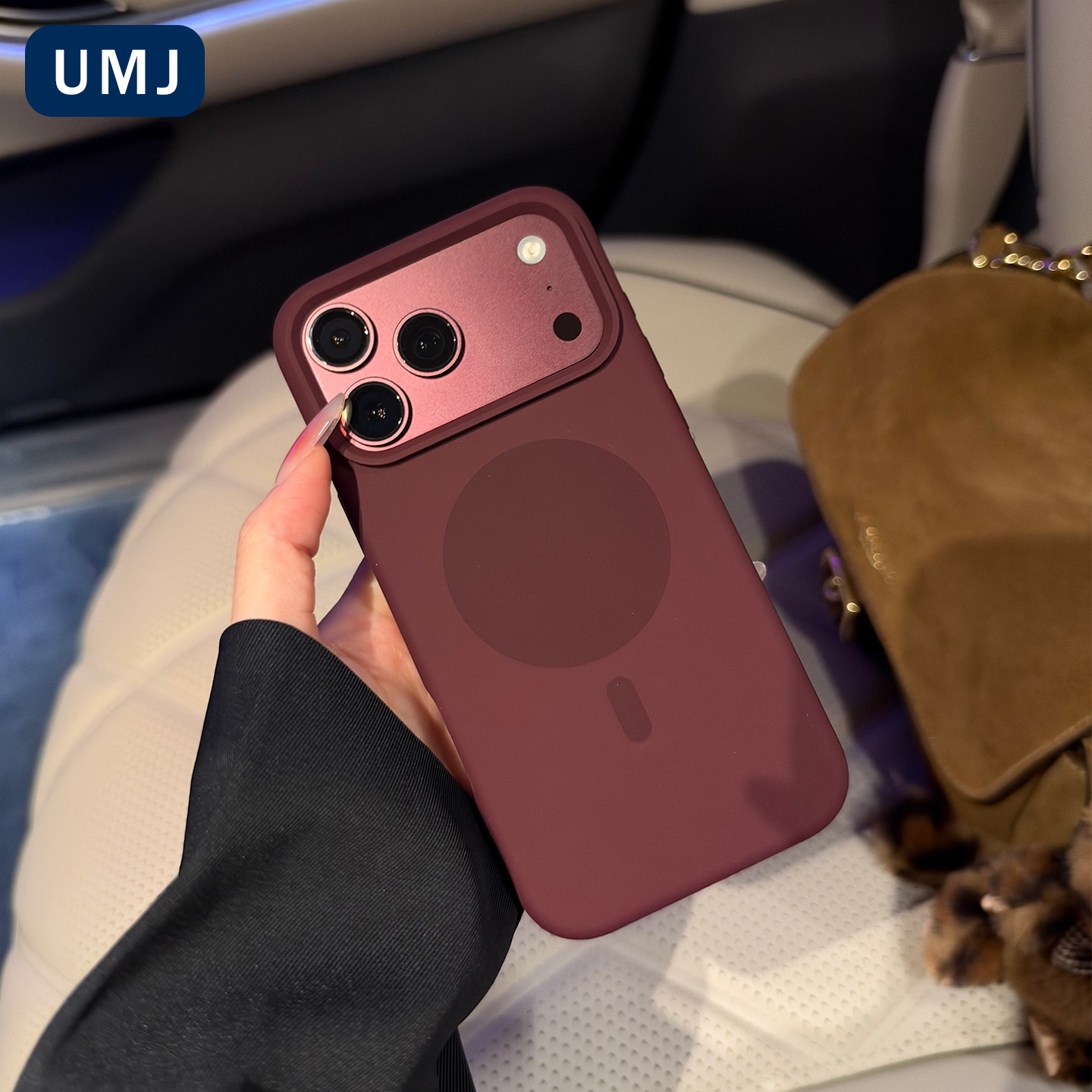 【真液态硅胶】umj适用于iphone18ProMax手机壳勃艮第酒红苹果18pro磁吸充电17pm亲肤软边防摔保护套男女新款