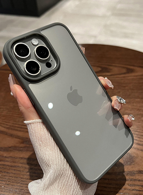 umj适用于iphone16pro手机壳15pm四周全包防摔苹果14roMax新款超薄透明撞色13亚克力软边12大孔保护套男女pro