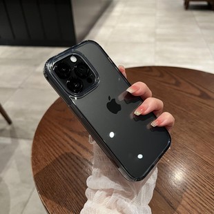 苹果14 umj 深空黑软边硬壳透明15plus适用iphone15 15pro新款 13proMax手机壳12简约全包防摔保护套壳男女潮