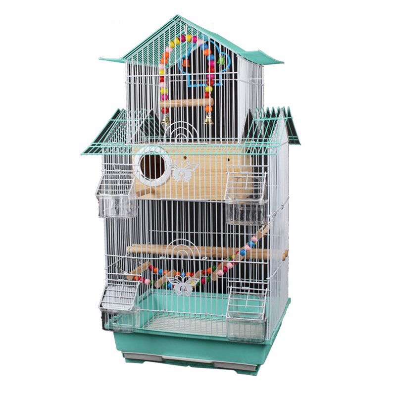 包邮虎皮牡丹玄凤鹦鹉加高豪华大别墅笼子文鸟珍珠鸟金属鹦鹉鸟笼
