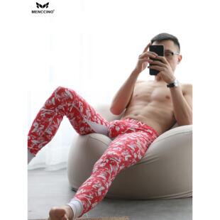 男士秋裤男薄款透气修身打底裤男生印花卡通薄秋裤