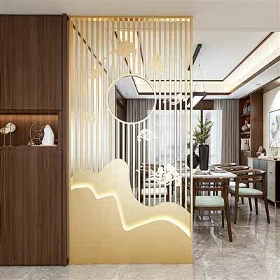轻奢火锅店餐厅k屏风包间隔断格栅客厅玄关金属不锈钢铁艺定制