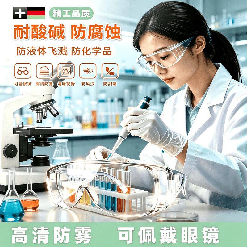 实验室护目镜专用化学可戴眼镜防飞溅危化品化工厂耐酸碱安全防护