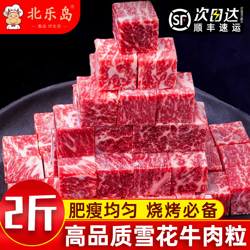 谷饲雪花牛肉粒新货鲜冻美式烧烤肉食材生鲜黑椒牛腩仔粒冷冻商用