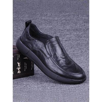 意大利设计风『DMXUXM』!高端大气!头层牛皮商务一脚蹬休闲皮鞋男