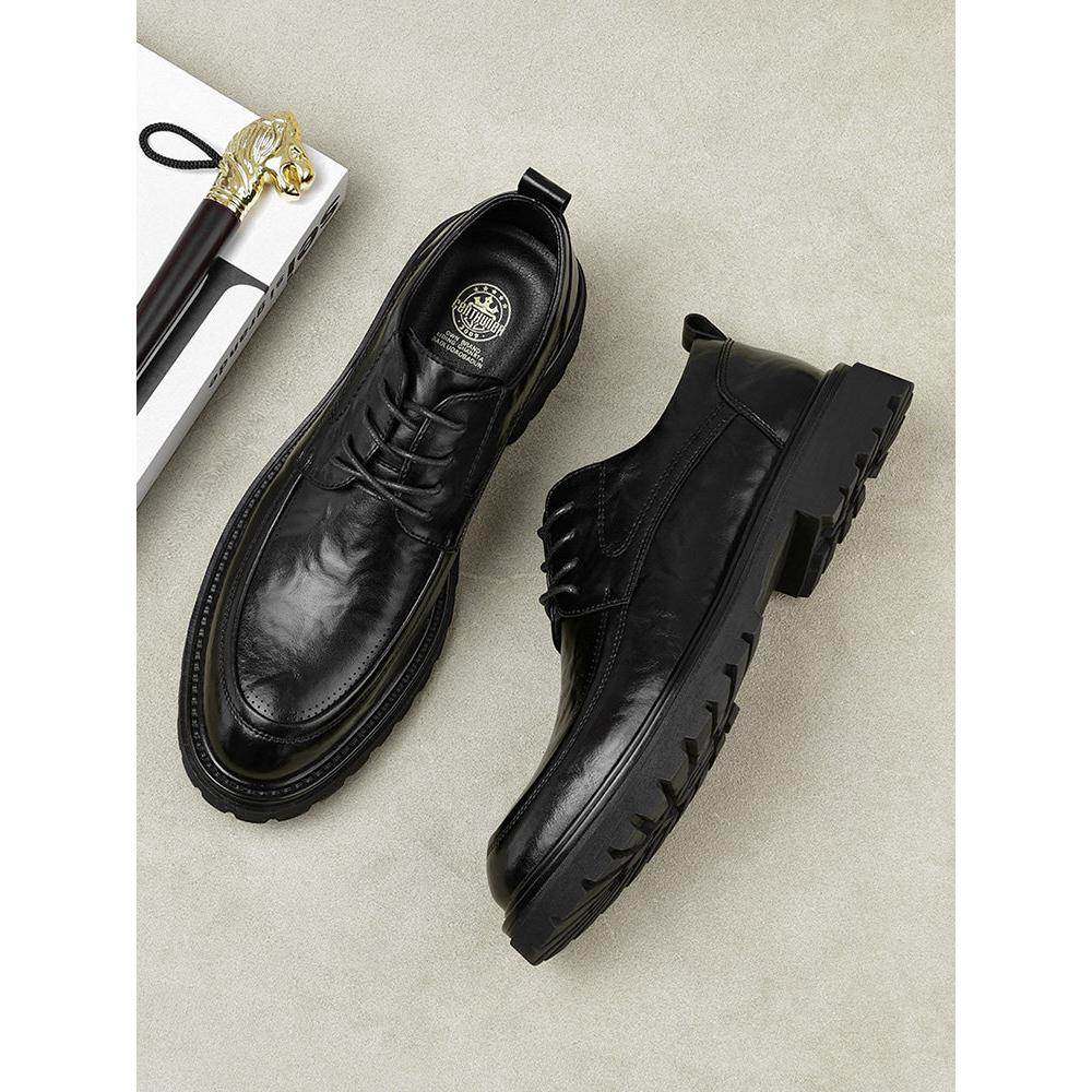 男士皮鞋年轻款式2025新款商务休闲真皮透气厚底增高皮鞋男士婚礼