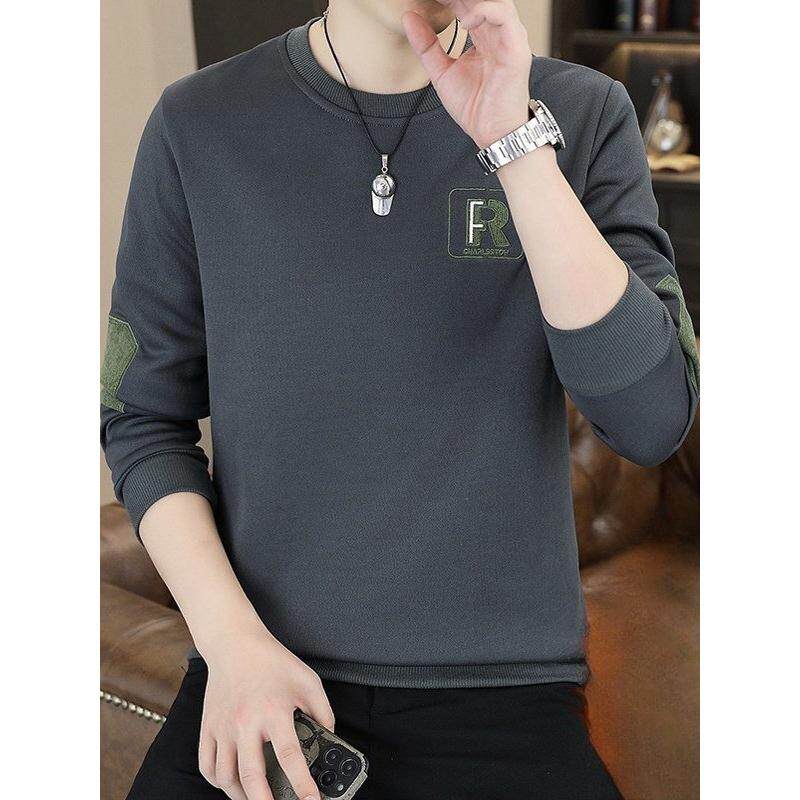 潮牌1212秋冬季圆领加绒卫衣男长袖t恤春秋休闲上衣服秋衣打底衫