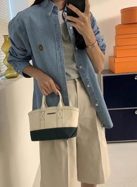 现货】吴小姐seoul韩国刺绣牛仔衬衫纯色女式外套衬衣设计感休闲