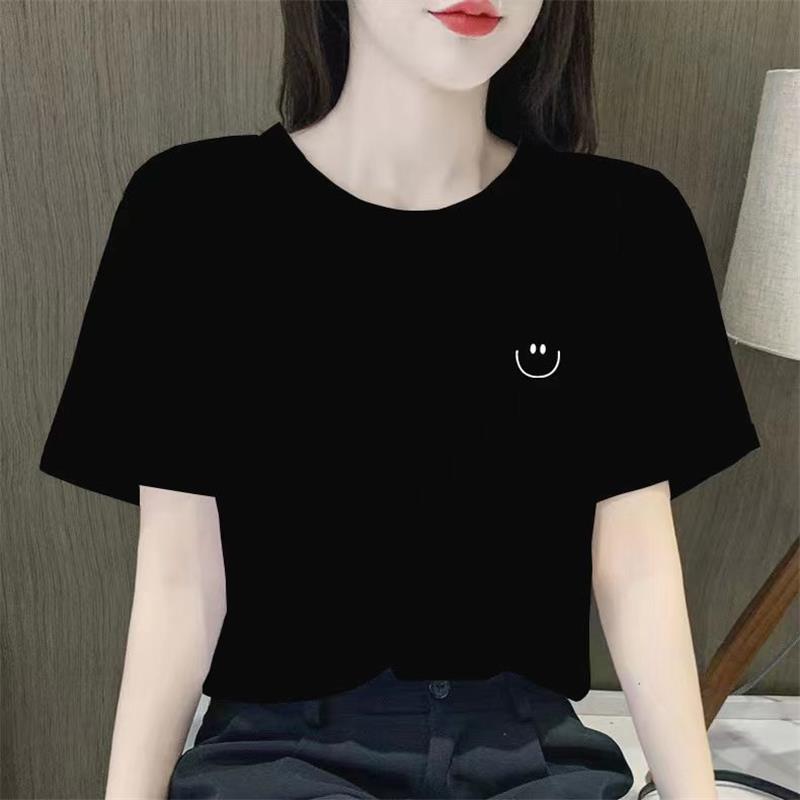 欧货黑色短袖t恤女2025夏季新款宽松时尚显瘦百搭半袖打底衫上衣