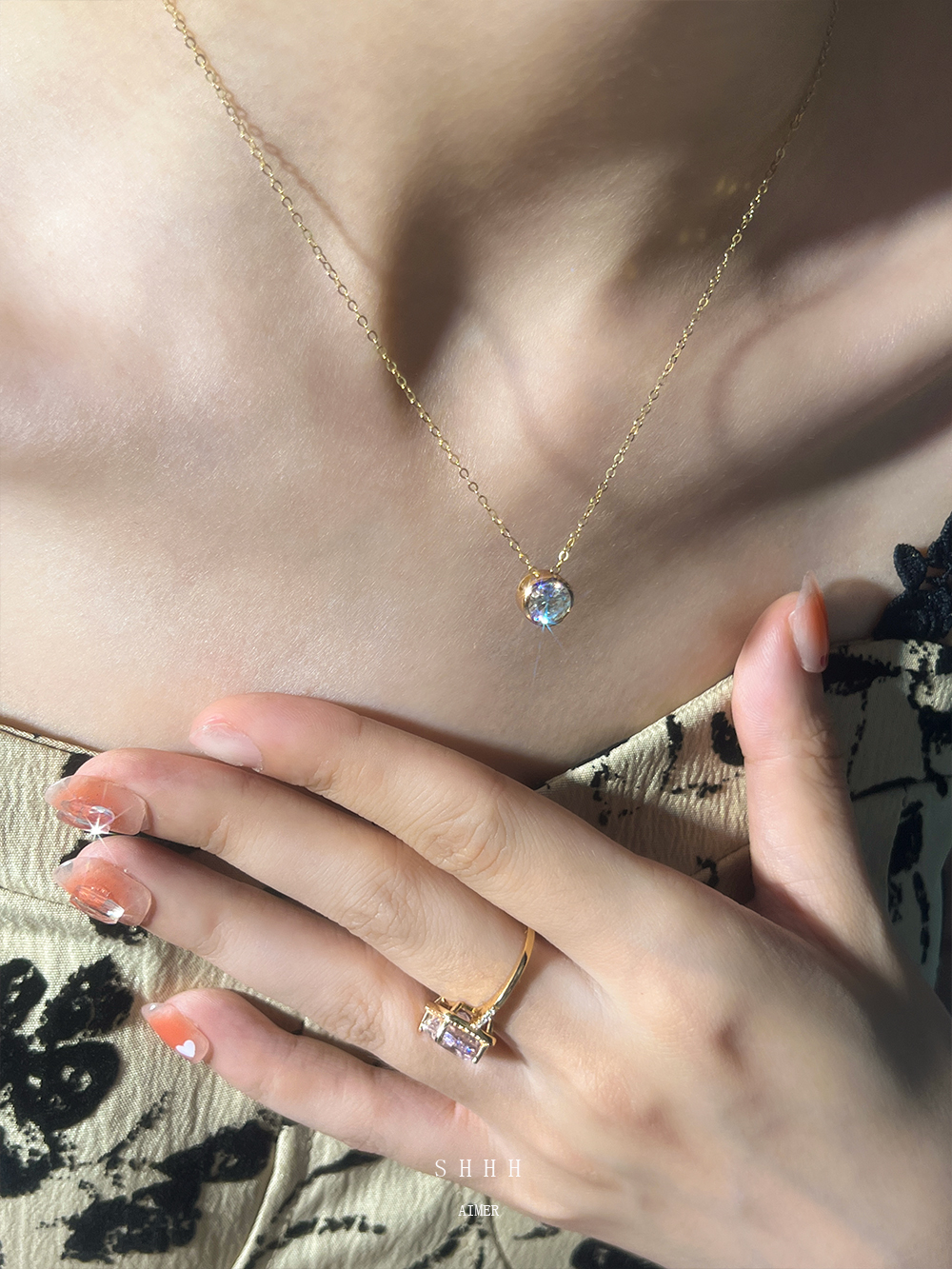 SHHH美国14k包金莫桑钻项链