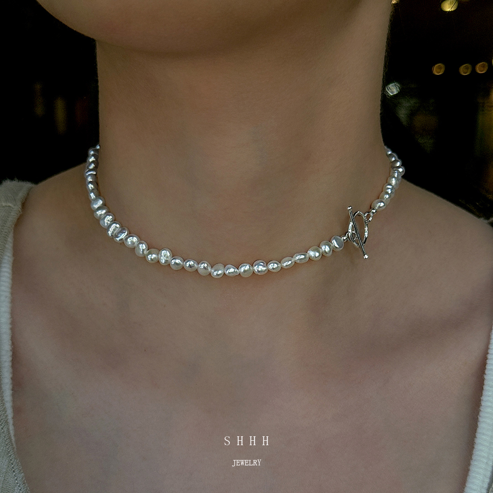 天然巴洛克珍珠项链925纯银