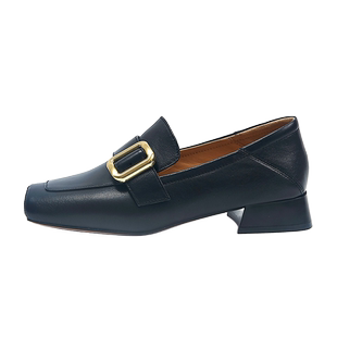 BAKERLOO羊皮方头侧方扣乐福中跟女鞋